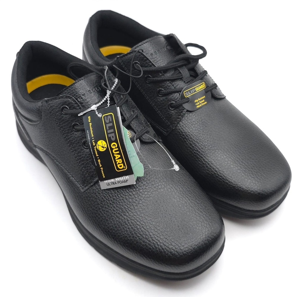 PERRY ELLIS PORTFOLIO New Men's Work Shoes Black 10 Wide Ultra Foam Slip‎ Guard